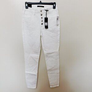 𝅺JR123 Numero White High-Rise Exposed-Button Skinny Jeans Size 28 x 28